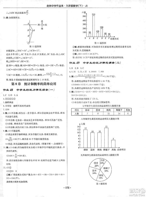 龙门书局2020启东中学作业本九年级数学下册江苏版答案
