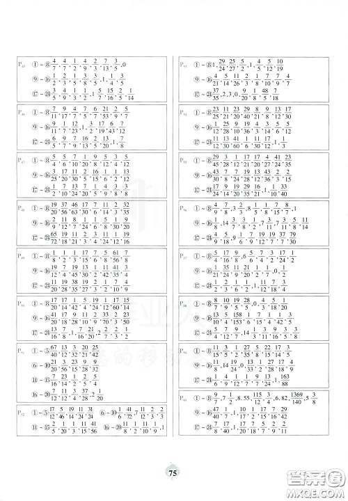 2020年计算小能手口算题卡五年级下RJ人教版参考答案