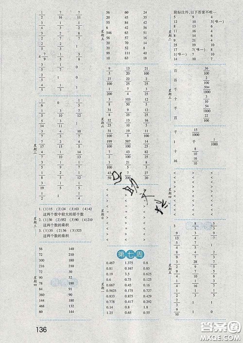 2020年经纶学典口算达人五年级数学下册青岛版答案