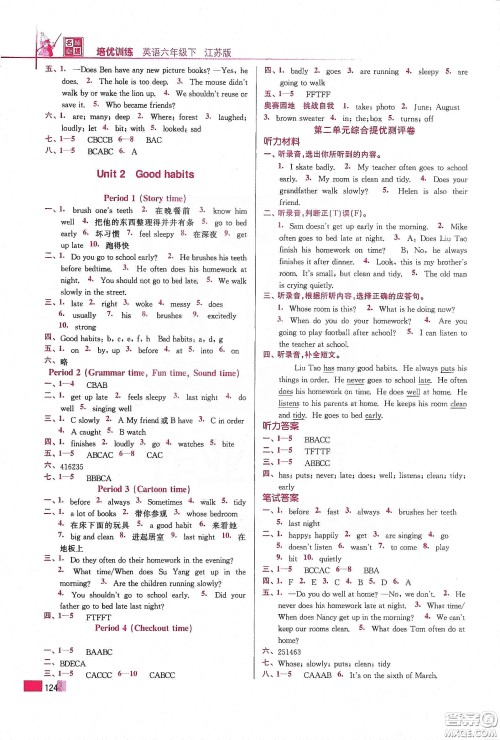 东南大学出版社2020名师点拨培优训练六年级英语下册江苏版答案 东南大学出版社2020名师点拨培优训练六年级英语下册江苏版答案