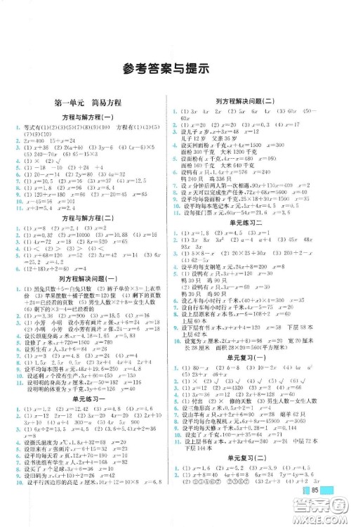 东南大学出版社2020名师点拨培优训练五年级数学下册江苏版答案