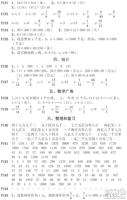 河海大学出版社2020年疯狂口算小学数学口算题卡6年级参考答案