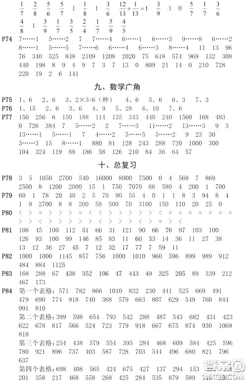 河海大学出版社2020年疯狂口算小学数学口算题卡3年级参考答案