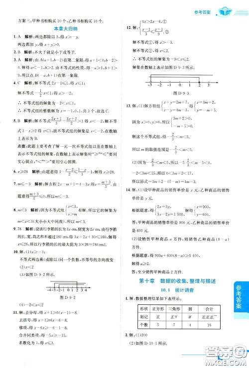 2020年中学教材全解七年级数学下RJ人教版参考答案