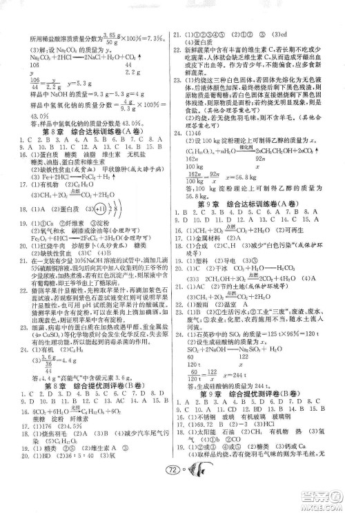 春雨教育2020名牌牛皮卷提优名卷九年级化学下册上海教育版答案