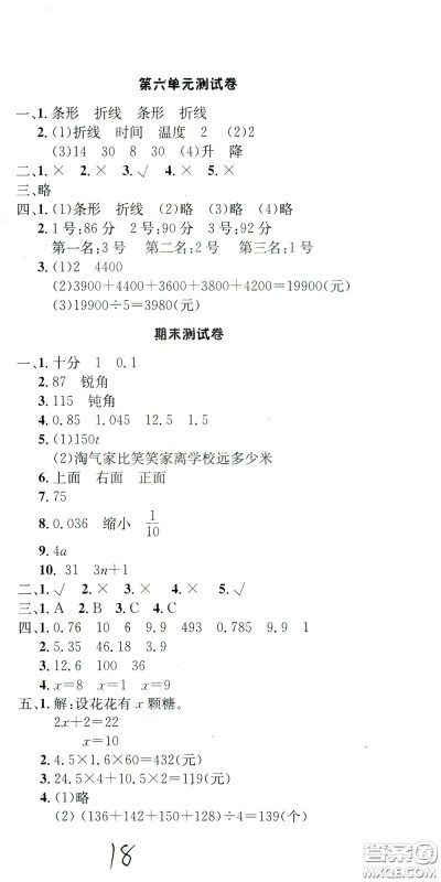 钟书金牌2020年非常1+1一课一练四年级下册数学BS版北师大版参考答案 钟书金牌2020年非常1+1一课一练四年级下册数学BS版北师大版参考答案