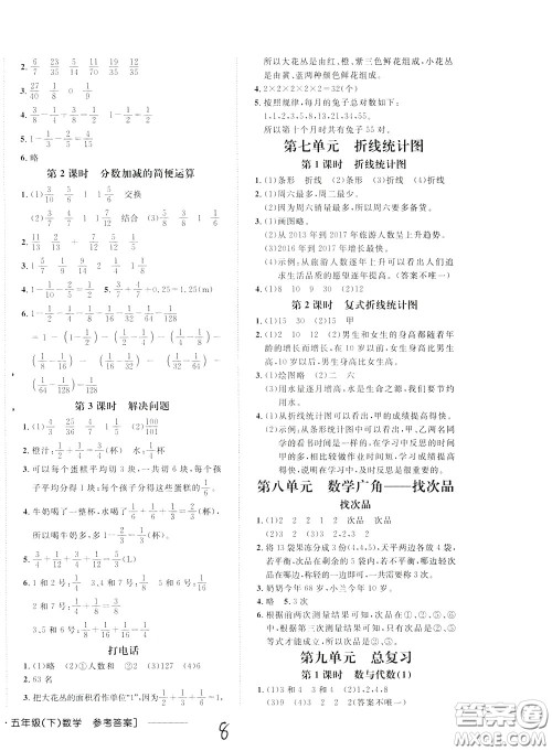 钟书金牌2020年非常1+1一课一练五年级下册数学R版人教版参考答案 钟书金牌2020年非常1+1一课一练五年级下册数学R版人教版参考答案