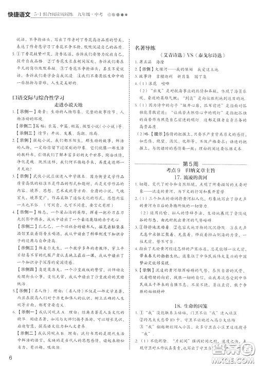 2020年快捷语文5+1组合阅读活页版周周练九年级中考参考答案 2020年快捷语文5+1组合阅读活页版周周练九年级中考参考答案