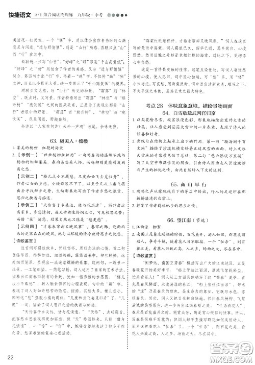 2020年快捷语文5+1组合阅读活页版周周练九年级中考参考答案 2020年快捷语文5+1组合阅读活页版周周练九年级中考参考答案