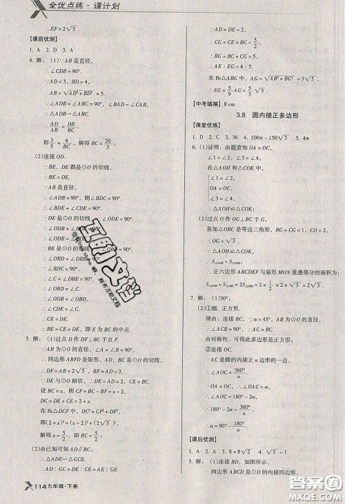 辽海出版社2020全优点练课计划九年级数学下册北师大版答案