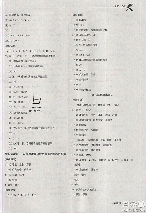 辽海出版社2020全优点练课计划九年级化学下册人教版答案