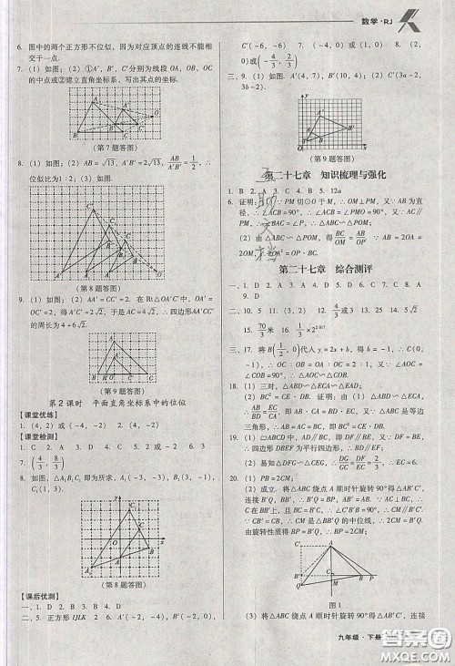 辽海出版社2020全优点练课计划九年级数学下册人教版答案