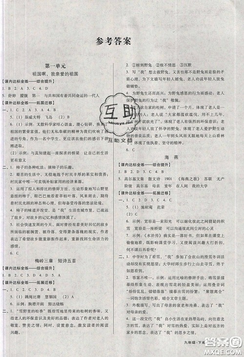 辽海出版社2020全优点练课计划九年级语文下册人教版答案