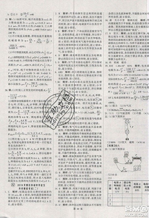 武汉大学出版社2020全优中考全国中考试题精选精析物理河北专用答案 武汉大学出版社2020全优中考全国中考试题精选精析物理河北专用答案
