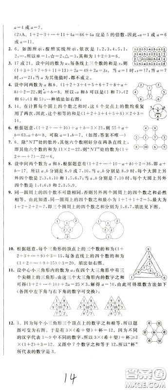 2020年小学奥数典型题举一反三冲刺100分测评卷四年级参考答案