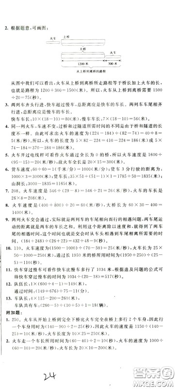 2020年小学奥数典型题举一反三冲刺100分测评卷四年级参考答案