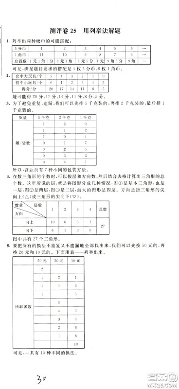 2020年小学奥数典型题举一反三冲刺100分测评卷五年级参考答案