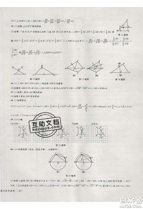 学而优2020中考专题分类集训数学答案
