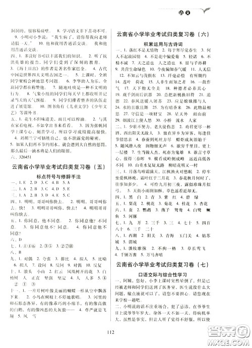 2020年云南省名校名卷小学毕业冲刺100分语文参考答案 2020年云南省名校名卷小学毕业冲刺100分语文参考答案