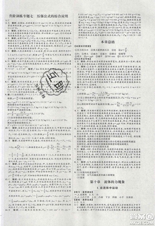 2020春优加学案课时通八年级物理下册教科版JK河北专用答案