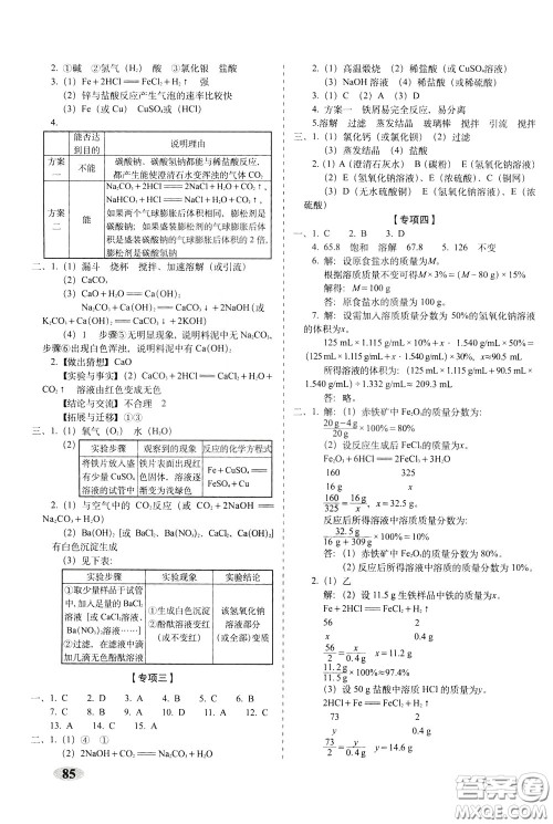 2020春聚能闯关100分期末复习冲刺卷九年级下册化学RJ人教版参考答案