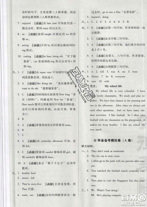 吉林教育出版社2020春季荣德基好卷六年级英语下册精通版答案