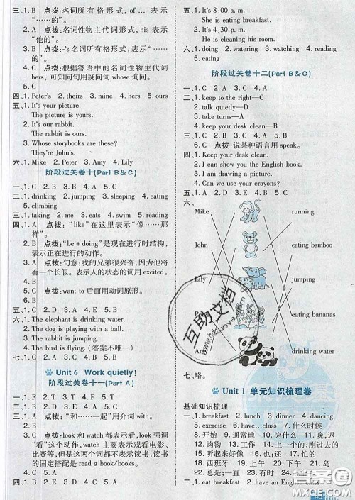 吉林教育出版社2020春季荣德基好卷五年级英语下册人教版答案