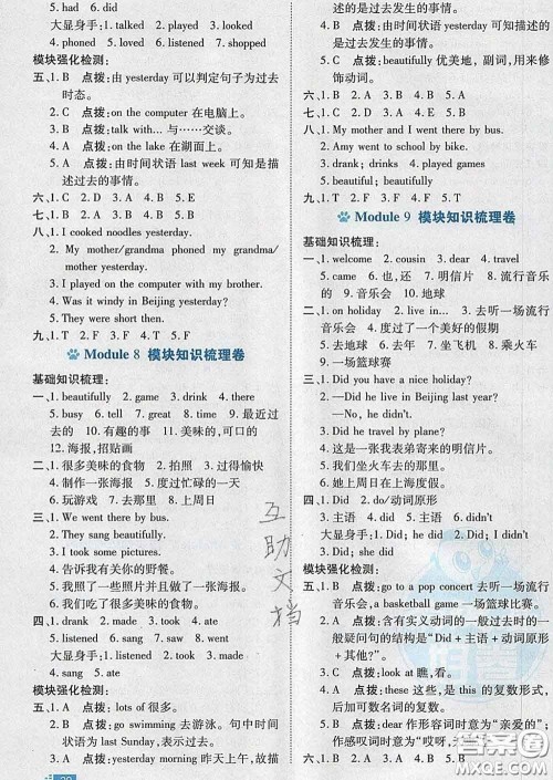 吉林教育出版社2020春季荣德基好卷四年级英语下册外研版答案