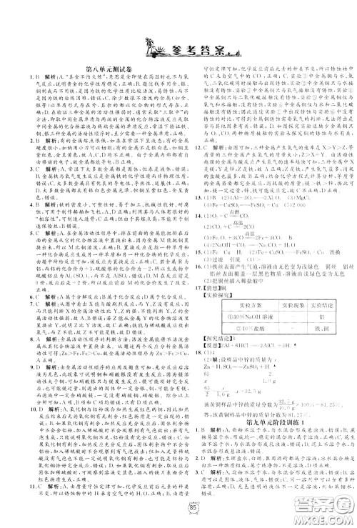 上海大学出版社2020年过关冲刺100分化学九年级下册R版人教版参考答案