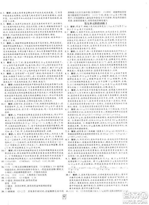 上海大学出版社2020年过关冲刺100分化学九年级下册R版人教版参考答案