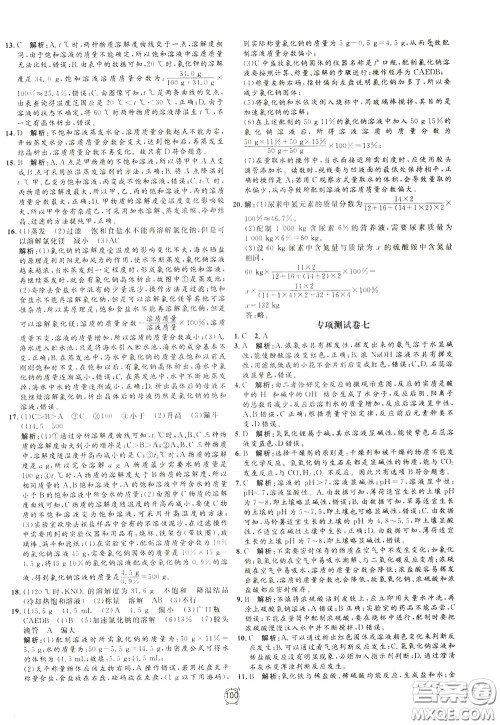 上海大学出版社2020年过关冲刺100分化学九年级下册R版人教版参考答案