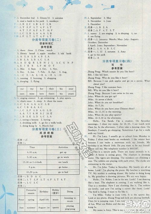 2020年黄冈小状元达标卷五年级英语下册人教版广东专版答案 2020年黄冈小状元达标卷五年级英语下册人教版广东专版答案