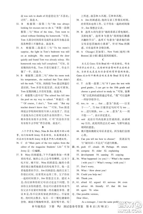 2020年走向名校考点精讲精练8年级英语下册RJ人教版参考答案