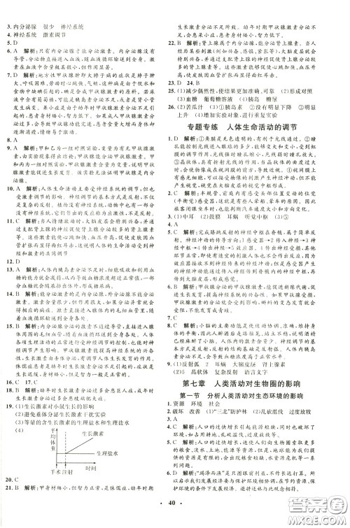 钟书金牌2020年非常1+1完全题练七年级下册生物R版人教版参考答案