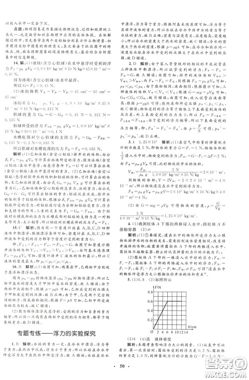 钟书金牌2020年非常1+1完全题练八年级下册物理R版人教版参考答案