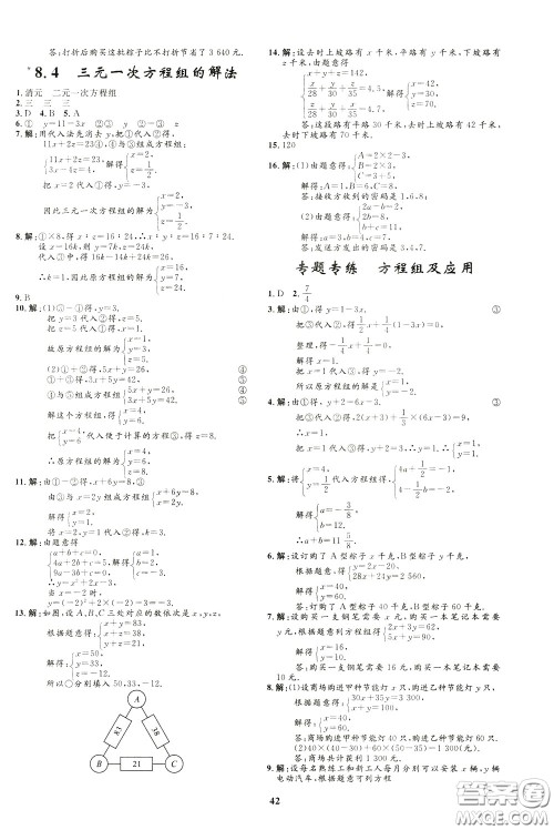 钟书金牌2020年非常1+1完全题练七年级下册数学R版人教版参考答案 钟书金牌2020年非常1+1完全题练七年级下册数学R版人教版参考答案