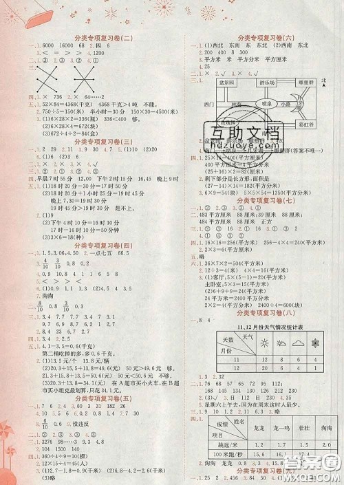 2020年黄冈小状元达标卷三年级数学下册人教版广东专版答案