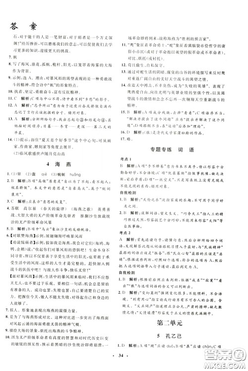 钟书金牌2020年非常1+1完全题练九年级下册语文R版人教版参考答案