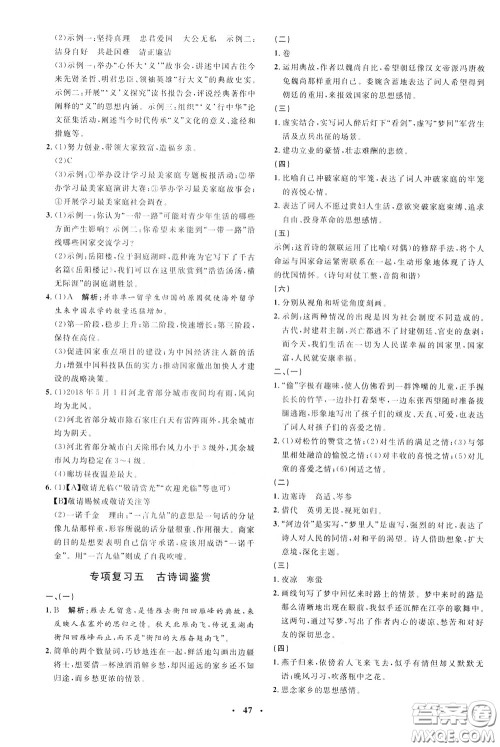 钟书金牌2020年非常1+1完全题练九年级下册语文R版人教版参考答案