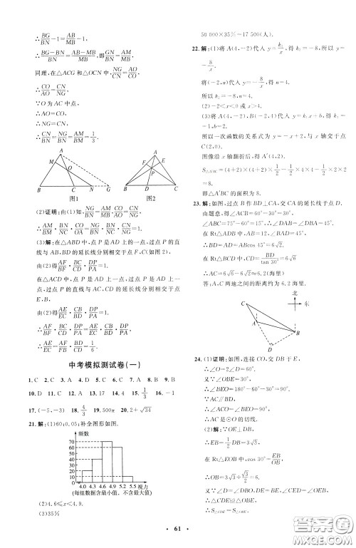 钟书金牌2020年非常1+1完全题练九年级下册数学R版人教版参考答案