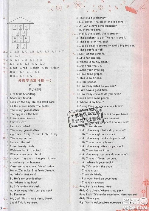 2020年黄冈小状元达标卷三年级英语下册人教版答案