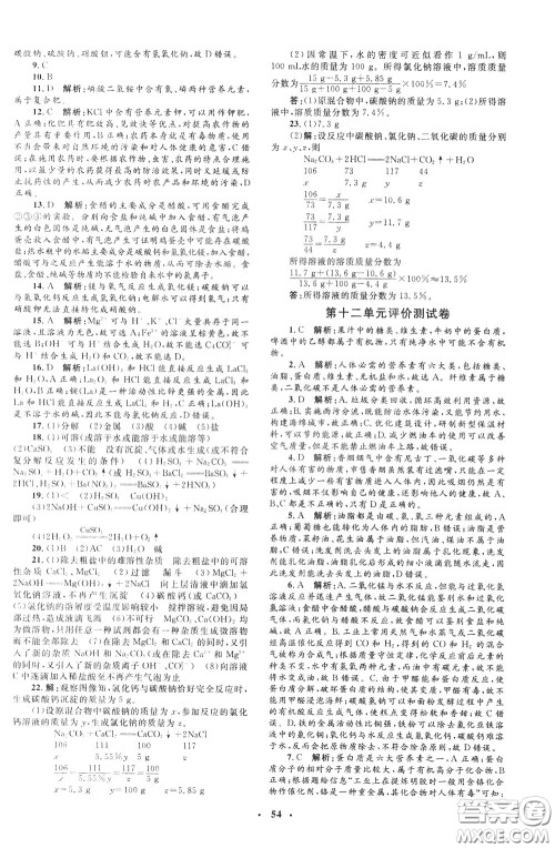 钟书金牌2020年非常1+1完全题练九年级下册化学R版人教版参考答案