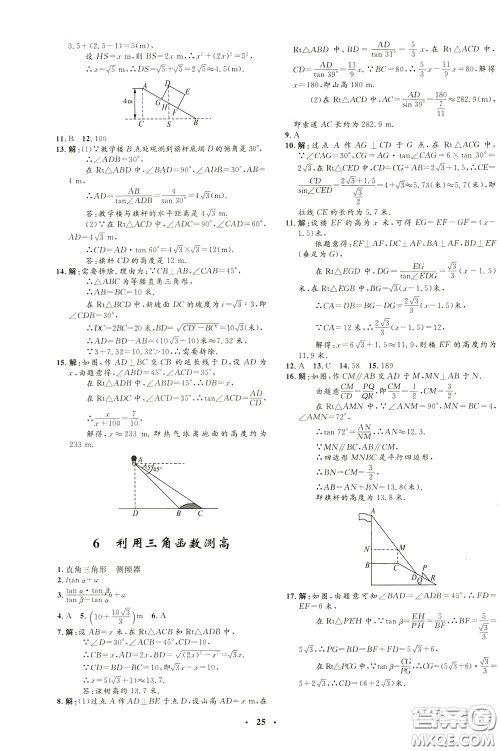 钟书金牌2020年非常1+1完全题练九年级下册数学BS版北师版参考答案