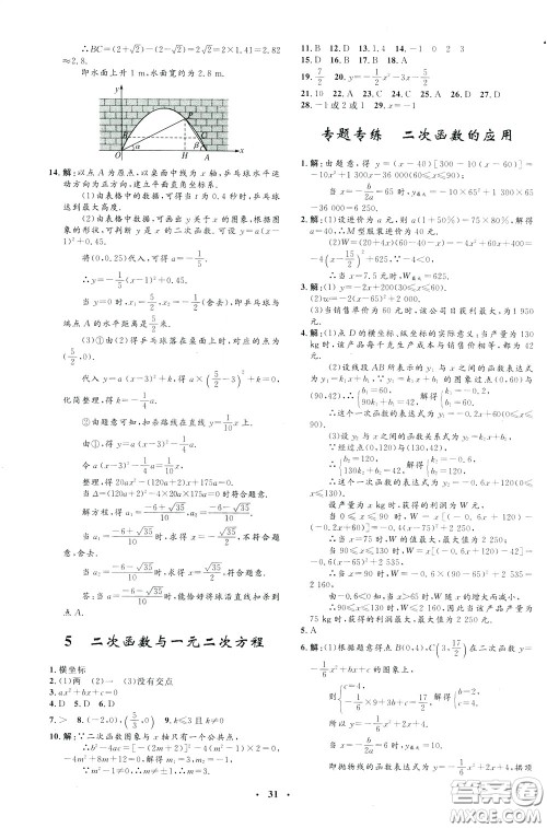 钟书金牌2020年非常1+1完全题练九年级下册数学BS版北师版参考答案