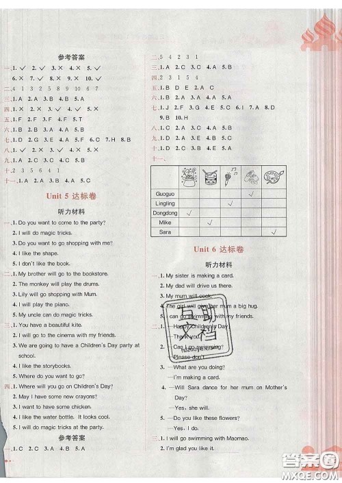 2020年黄冈小状元达标卷三年级英语下册北京版答案