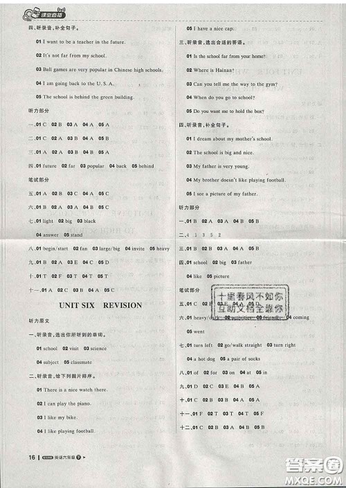 2020春新版1加1轻巧夺冠课堂直播六年级英语下册北京版答案 2020春新版1加1轻巧夺冠课堂直播六年级英语下册北京版答案