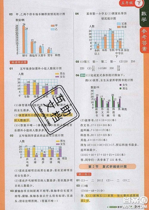 2020春新版1加1轻巧夺冠课堂直播五年级数学下册北师版答案