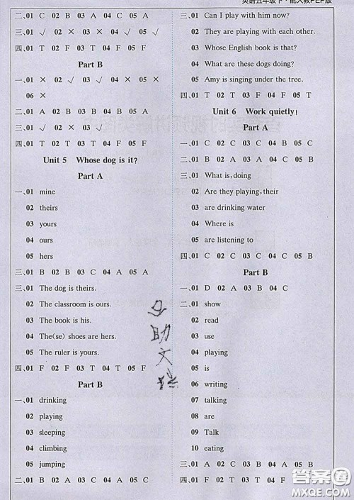 2020春新版1加1轻巧夺冠课堂直播五年级英语下册人教版答案