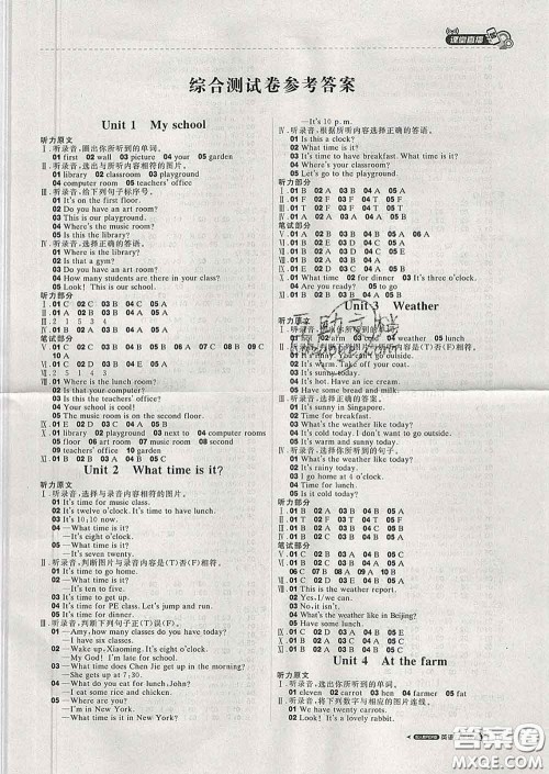 2020春新版1加1轻巧夺冠课堂直播四年级英语下册人教版答案 2020春新版1加1轻巧夺冠课堂直播四年级英语下册人教版答案