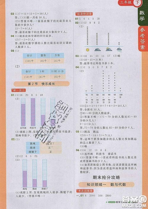 2020春新版1加1轻巧夺冠课堂直播三年级数学下册北师版答案